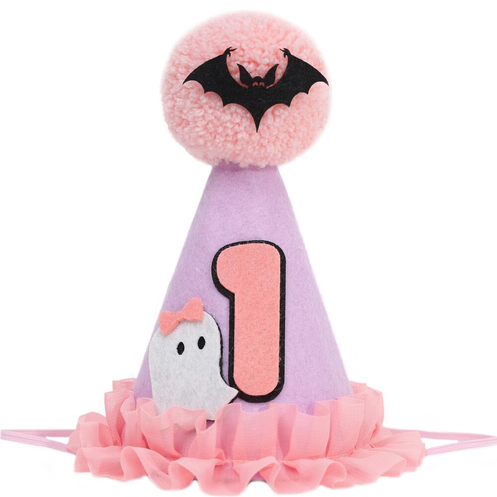 9260 Halloween First Birthday Hat - Purple & Pink Spooky Ghost Crown